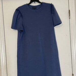 For Cynthia Blue Ruffle Sleeve Dress